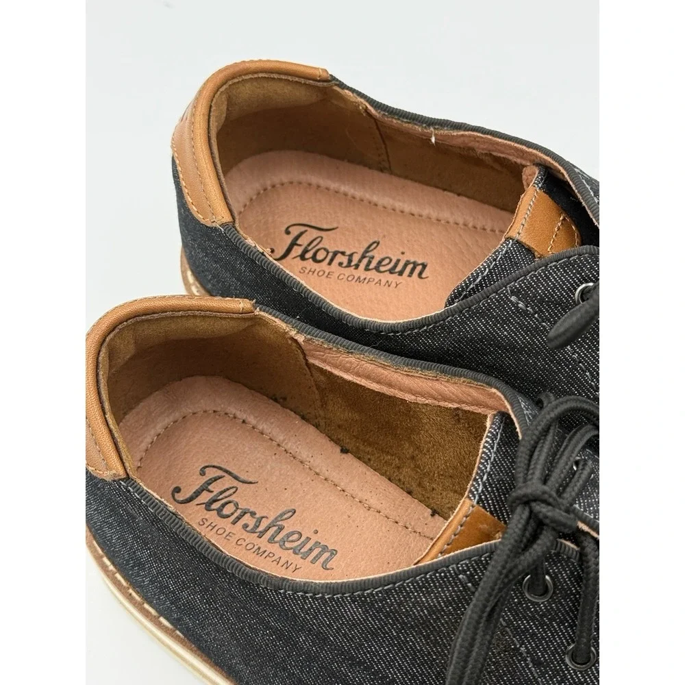 Florsheim Highland Oxford Shoes Men's Size 9M Gray Black Canvas Lace Up Leather